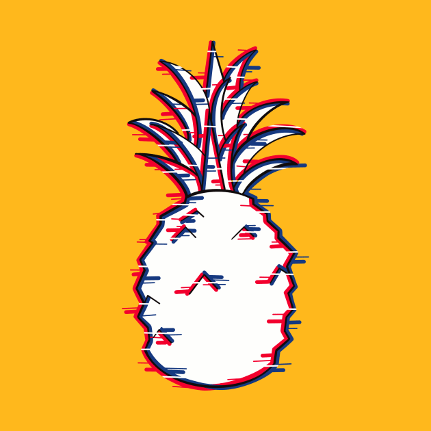 Pineapple with a glitch effect by Fruit Tee