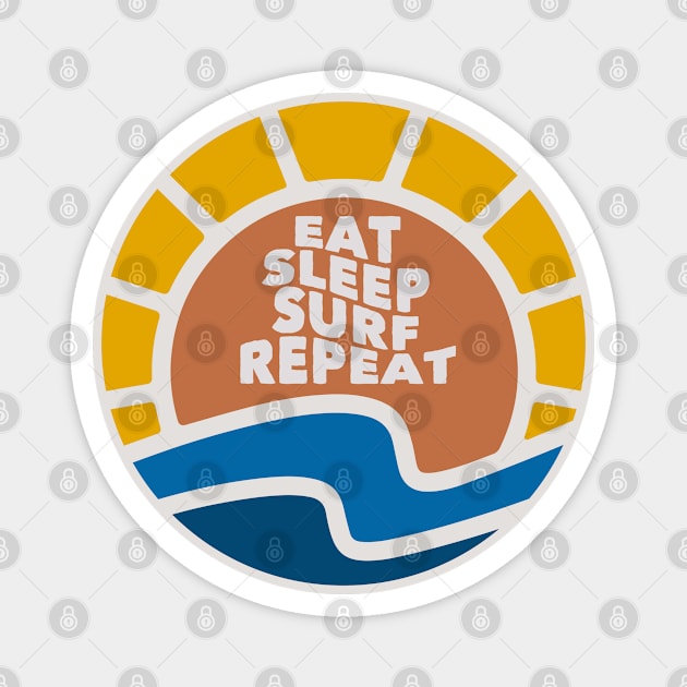 Eat Sleep Surf Repeat Magnet by Timeless Chaos