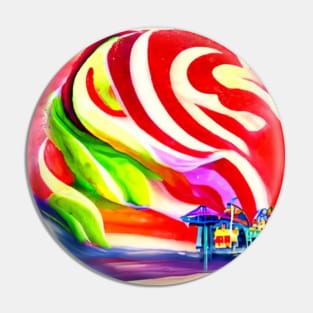 Santa Monica Pier swirly Candy AI Art Pin