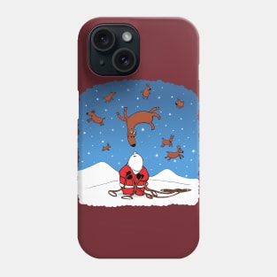 Santa Wrangling Flying Reindeer Phone Case