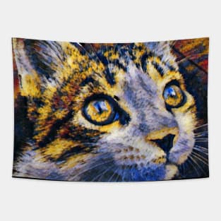 Abstract Colorful Cat Painting Tapestry