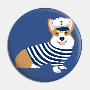 Nautical Corgi Dog Pin