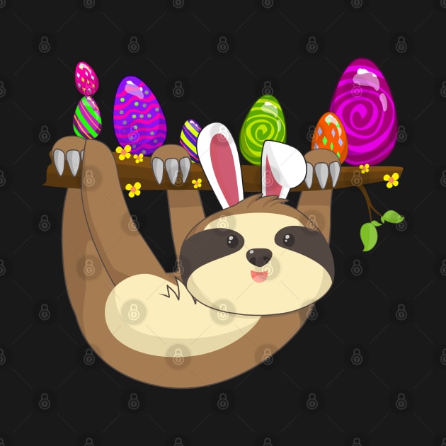 Easter Bunny Sloth With Egg Easter Sunday by TheBeardComic