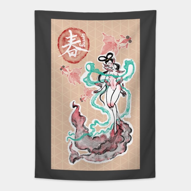 Girlfish-Spring Tapestry by Cheese_Wen Art