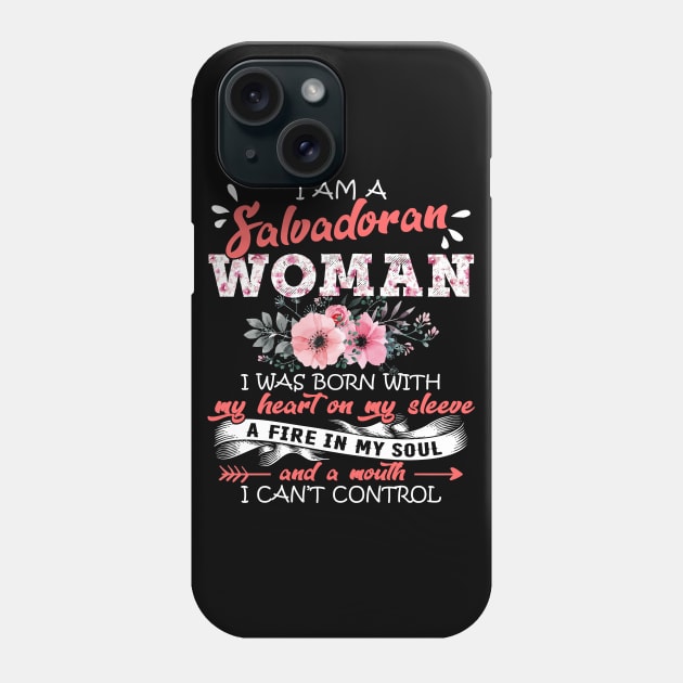 Salvadoran Woman I Was Born With My Heart on My Sleeve Floral El Salvador Flowers Graphic Phone Case by Kens Shop