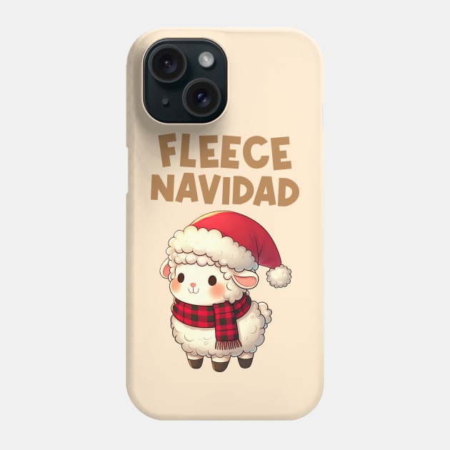 Fleece Navidad Cute Christmas Sheep Phone Case by Takeda_Art