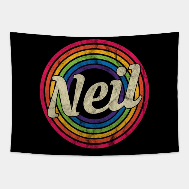 Neil - Retro Rainbow Faded-Style Tapestry by MaydenArt