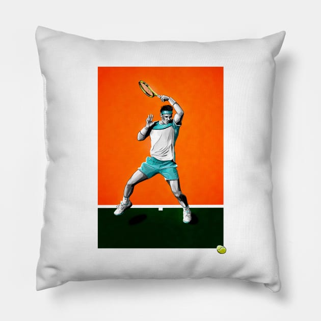 Rafa Nadal - Tennis Artwork Pillow by barrymasterson