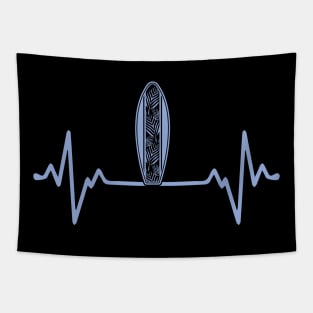 Heartbeat with surfboard Tapestry