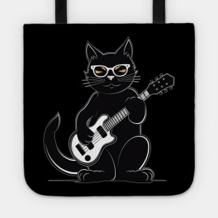 Cat playing guitar Tote