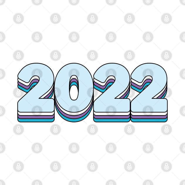 Disover Year 2022 Happy New Year Retro Rainbow Blue Purple - 2022 - T-Shirt