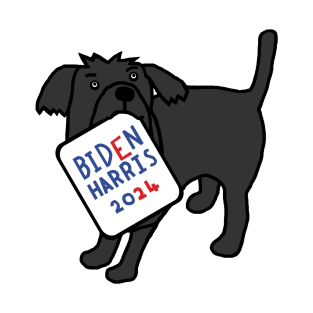 Small Dog with Biden Harris 2024 Sign T-Shirt