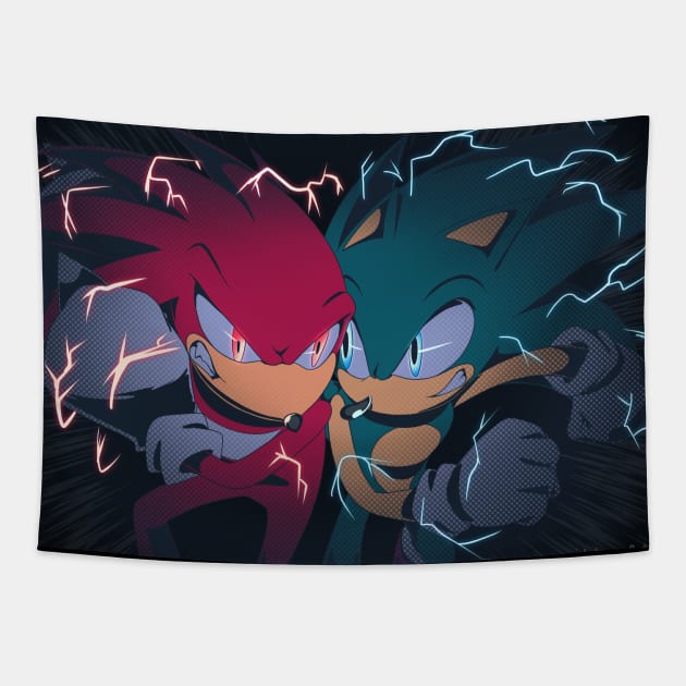 Sonic movie 2 SonicVSKnuckles Tapestry by idolnya