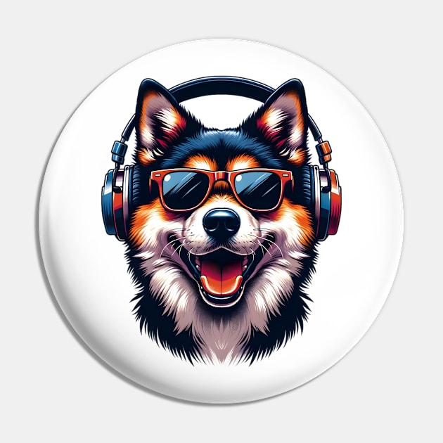 Canaan Dog as Smiling DJ in Japanese Art Style Pin by ArtRUs