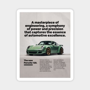 a masterpiece Porsche similar to 911 gt3 super car, green Magnet