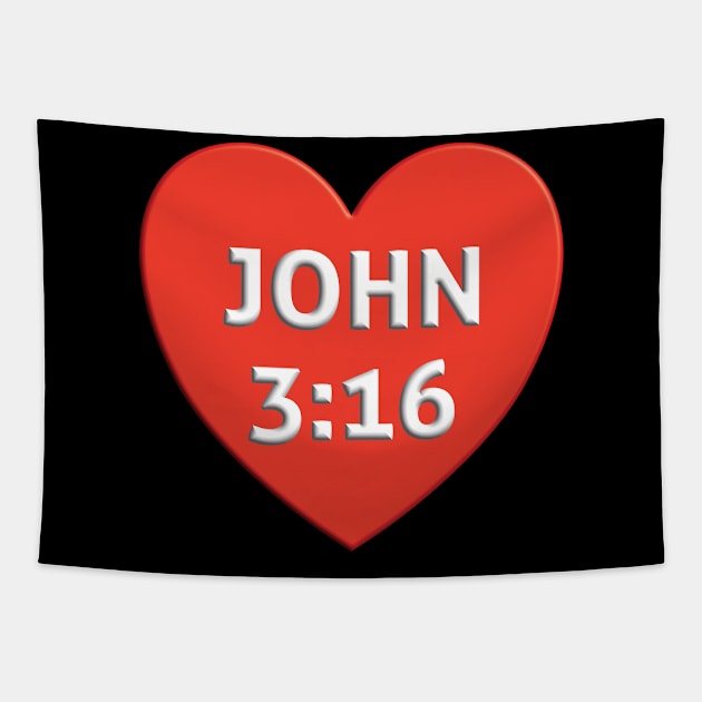 John 3:16 Heart - God Loves You Tapestry by DPattonPD