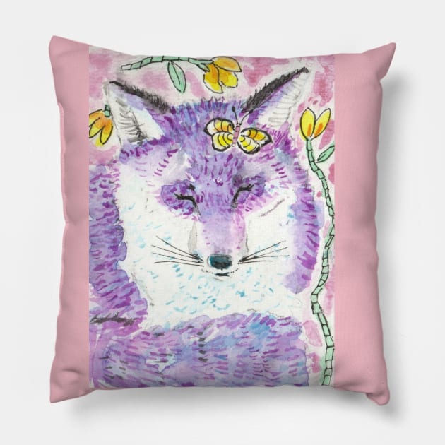 Purple fox art Pillow by SamsArtworks