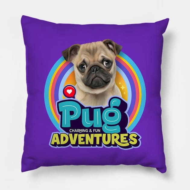 pug dog Pillow by Puppy & cute