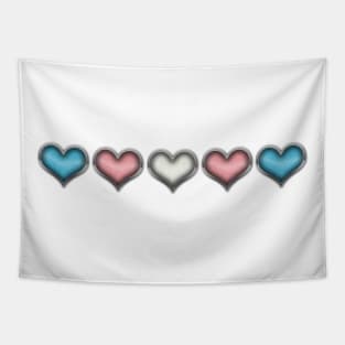 Transgender Pride Hearts with Chrome Frames Tapestry