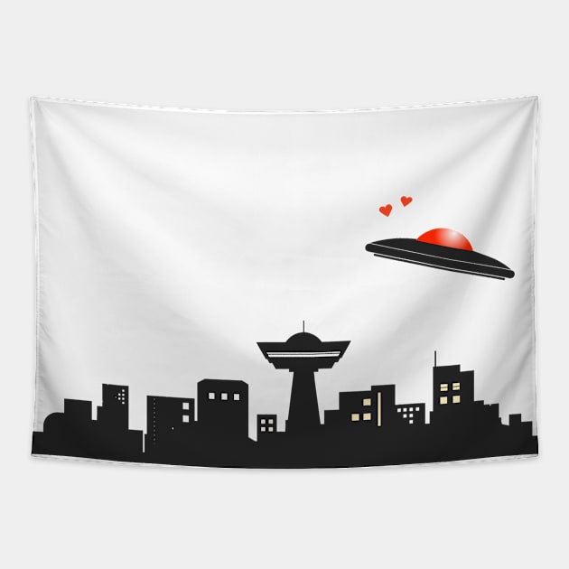 Ufo in love Tapestry by Byrnsey