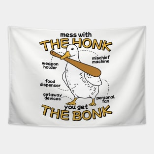 Mess With The Honk You Get The Bonk Funny Goose Tapestry