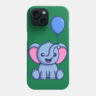 Cute Elephant Sitting With Balloon Cartoon Phone Case