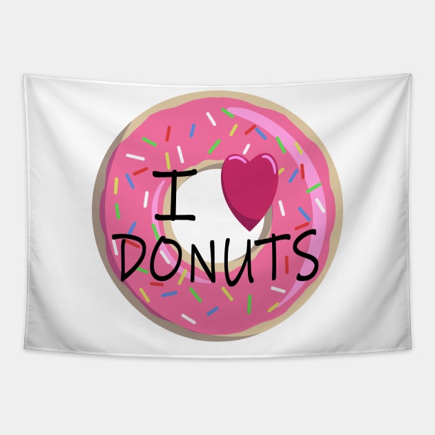 I Love Donuts Pink Sprinkle Doughnut Tapestry by Zeeph