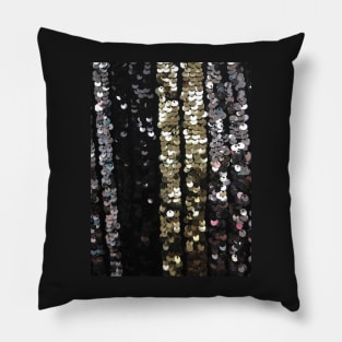 Photographic Image of Sequins in Black, Gold and Silver Pillow