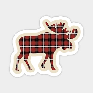 Red Plaid Moose Magnet