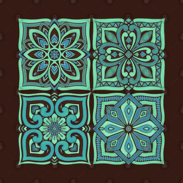 Moroccan Tiles - teal by AprilAppleArt