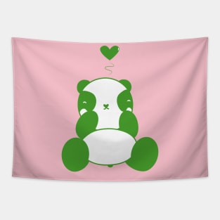 Cute Green Panda With Heart Tapestry