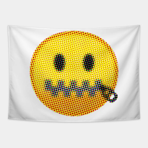 Emoji: Sealed Lips (Zipper-Mouth Face) Tapestry by Sinnfrey