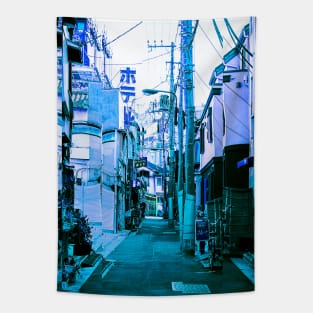 Tokyo Japan Alleyway Vaporwave Glitch Art Tapestry