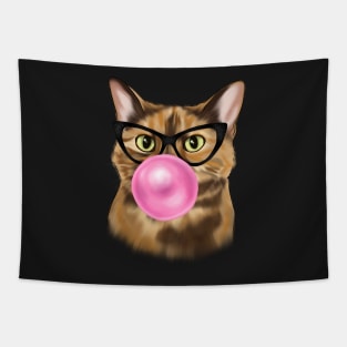 Cat Blowing Bubble Gum Tapestry