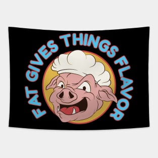 Fat gives things Flavor  BBQ Grill Cooking Hat Funny Chef Tapestry