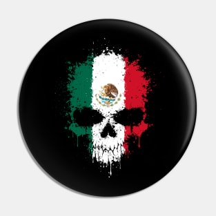 Chaotic Mexican Flag Splatter Skull Pin