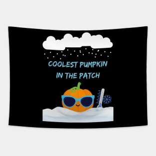 Coolest pumpkin in the patch funny cute pumpkin in snow Tapestry