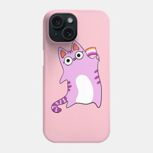 Lesbian Pride Flag Kawaii Pink Cat Gay Cute chibi Tabby Kitty Phone Case