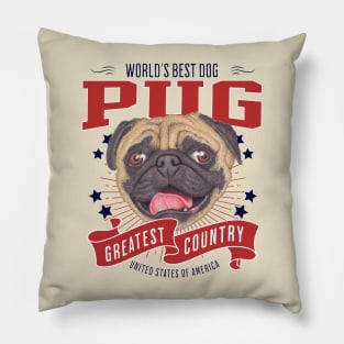 Pug Face USA Pillow