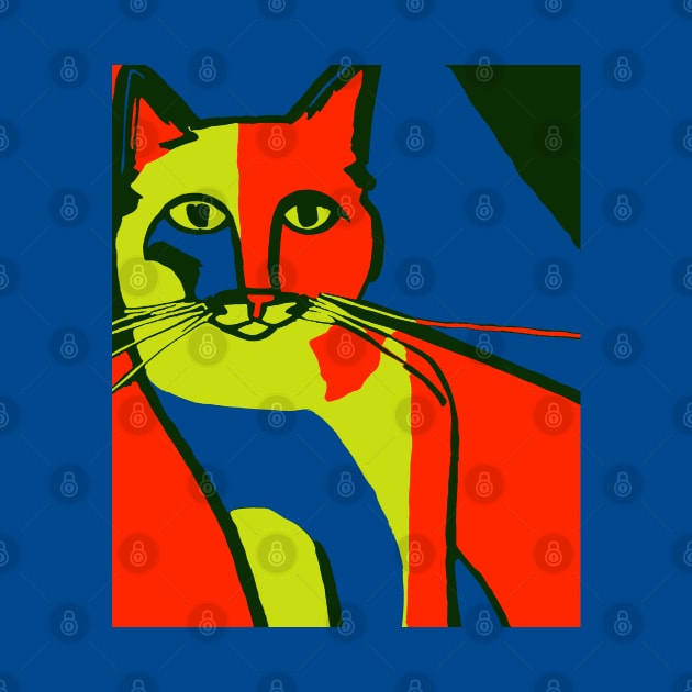 Colorful Minimalist Abstract Cat by JoeStylistics