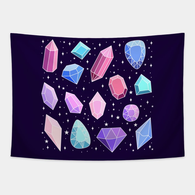 Cute magical crystal and gems pattern Tapestry by Yarafantasyart