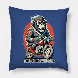 Retro Gorilla Motorcycle Pillow