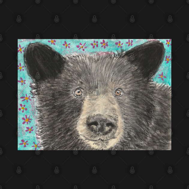 Black bear face art - Cute Bear Face - T-Shirt | TeePublic