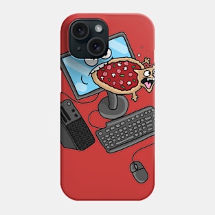 A Computer Eating A Pizza That Is Actually A Cat Phone Case