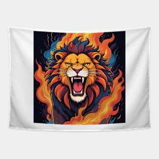 Fierce Roaring Lion Tapestry