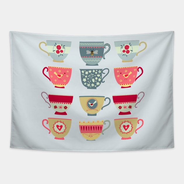 Tea Cups Tapestry by NicSquirrell