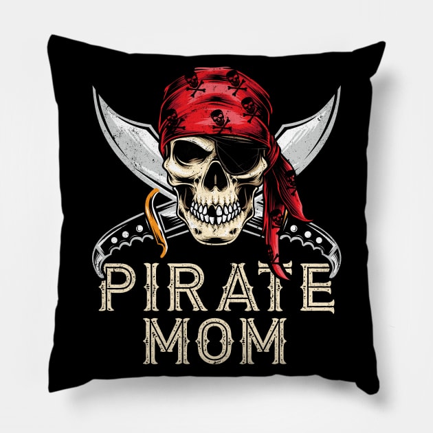 Pirate Mom Gift Jolly Roger Flag Skull Halloween Mother Pillow by rhondamoller87