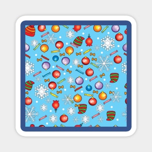 christmas pattern in children's style with balls and snowflakes Magnet