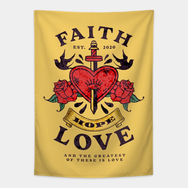 Faith Love Hope Tapestry by Church Store