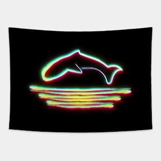 Neon Dolphin Tapestry
